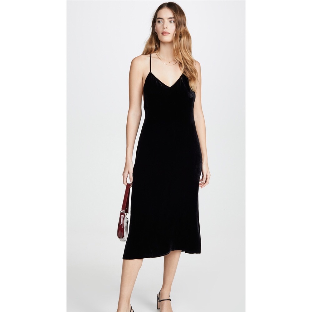 Reformation Moore Black Velvet Dress - Size M